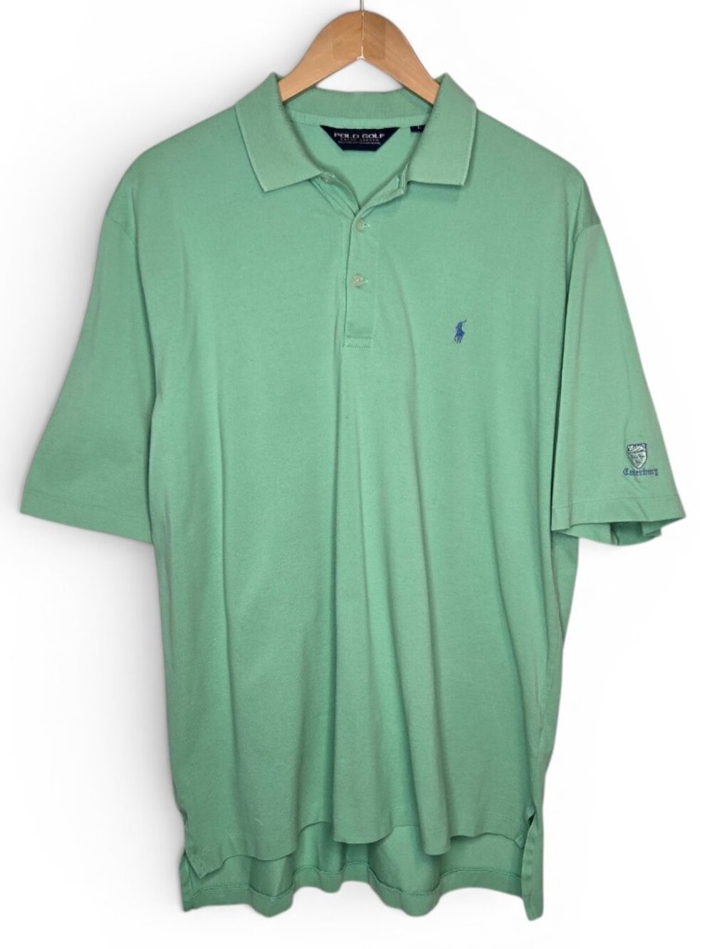 Polo Ralph Lauren Golf Pima Polo Shirt Mens Light Green Arm Patch Canterbury L
